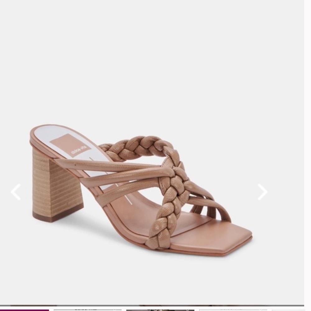 EUC Dolce Vita Pipin embossed Lsather slide in Cafe, size 8 WORE ONCE